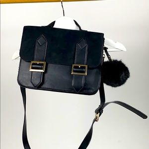 Black suede and leather purse